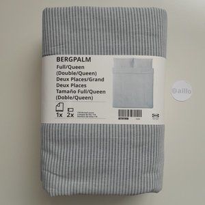 IKEA BERGPALM Duvet cover and pillowcase(s), blue stripe, full queen